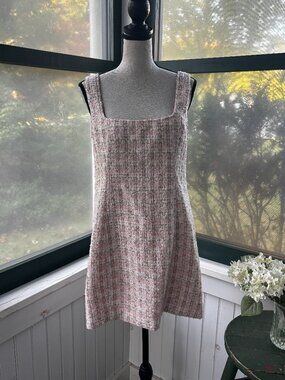 Rumored Blush Tweed Metallic Shift Dress  Size 12 NWT